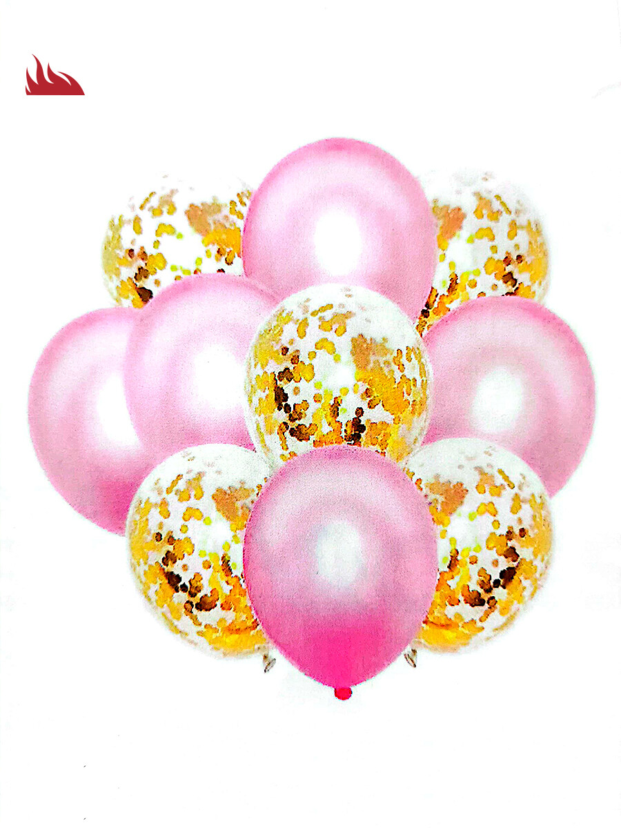 GLOBO 10 UNID. PINK AND GOLD - FUCSIA 