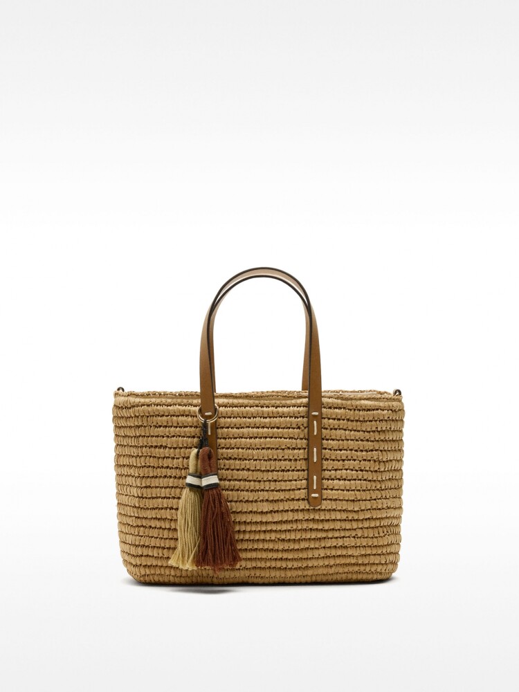 Bolso Tote Con Efecto Rafia Y Colgante L natural