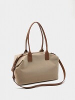 Bolso Shopper De Textura Suave Con Colgante camel