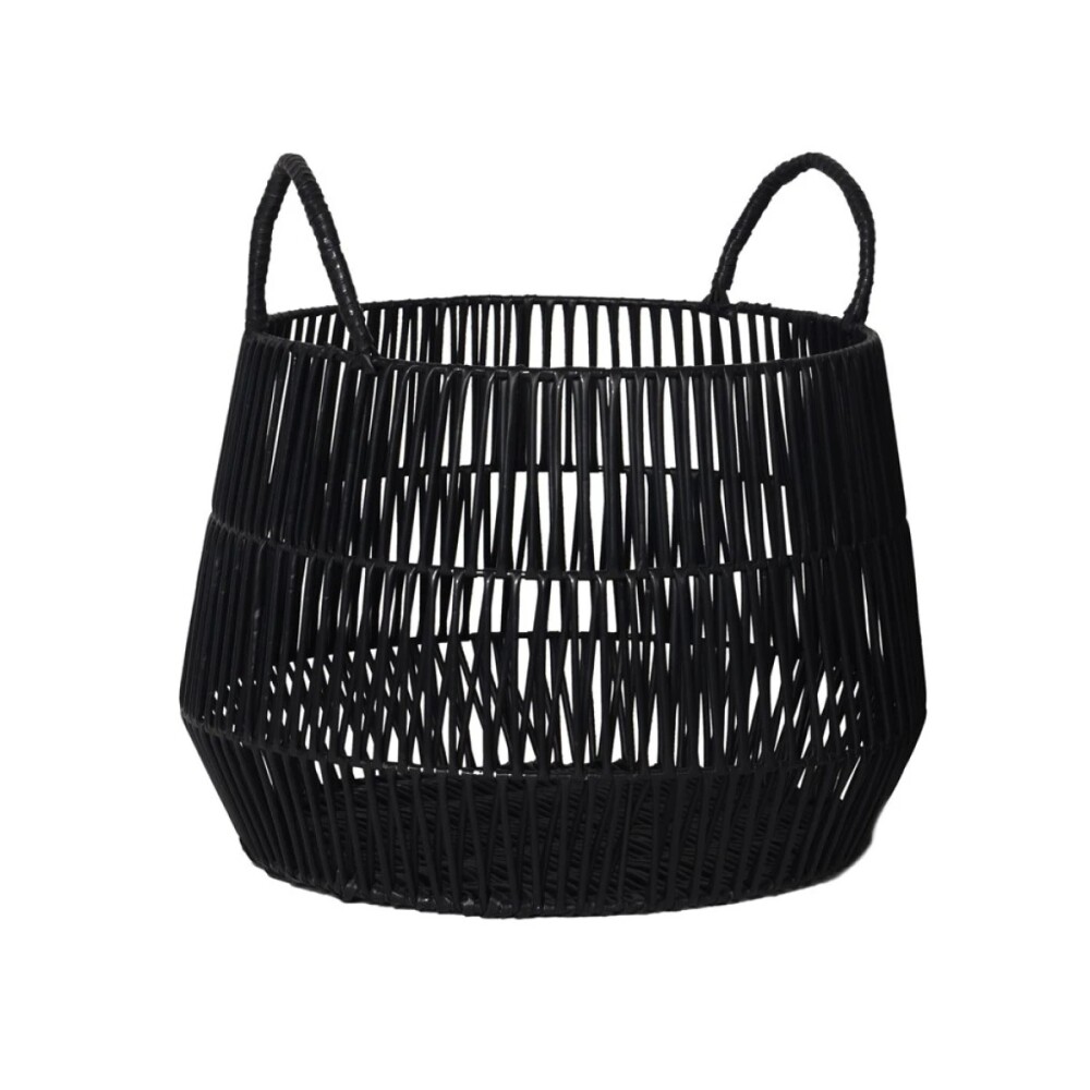 Cesto c/asas - Plastico Simil Rattan Negro Cesto c/asas - Plastico Simil Rattan Negro