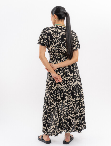 Vestido midi estampado negro