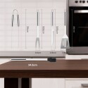 SET UTENSILIOS DE PARRILLA ACERO INOX. X 5 PIEZAS PLATEADO