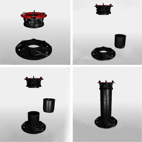 PISO ELEVADO EXTENSOR SOPORTE MATE NEGRO PIEZA DE 80MM NEGRO