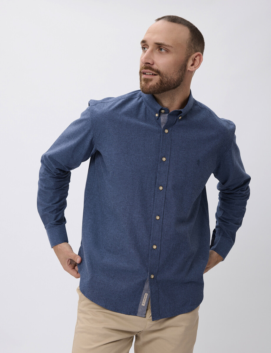 Camisa m/l tramada azul