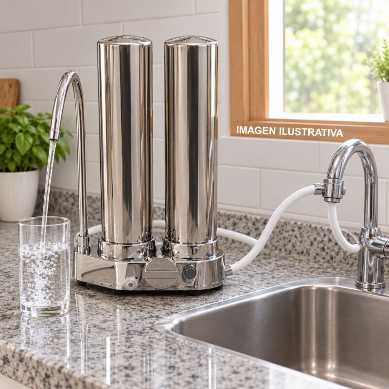 Purificador doble sobre mesada de Acero Inox Purificador doble sobre mesada de Acero Inox