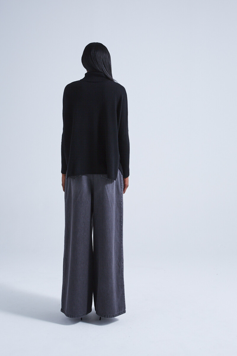 PONCHO LARGE COL ROULE Negro