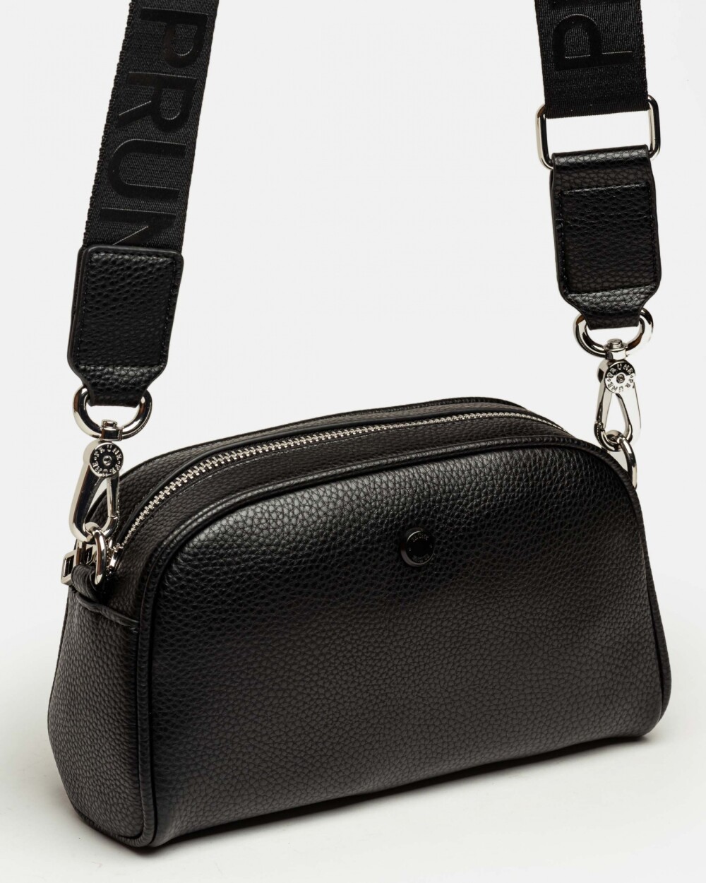 Bandolera Hazel en efecto cuero Negro