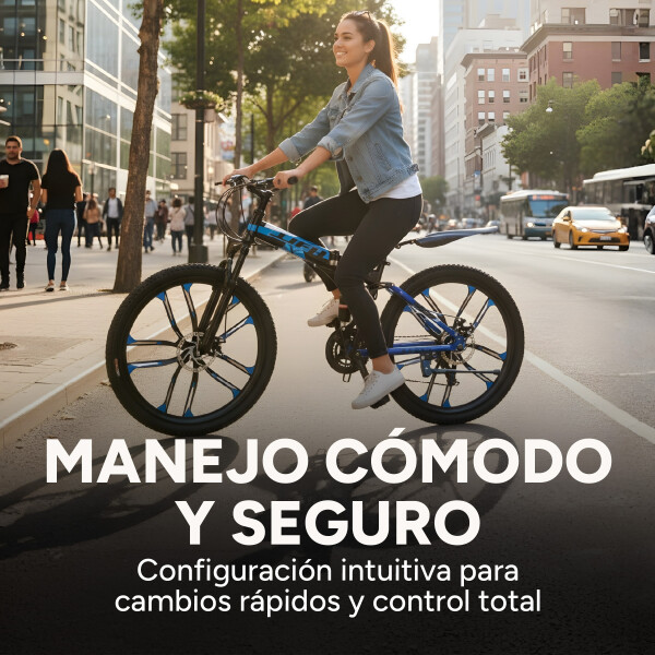 Bicicleta JJFH Rod 26 Doble Suspensión Plegable Freno Disco Color Azul