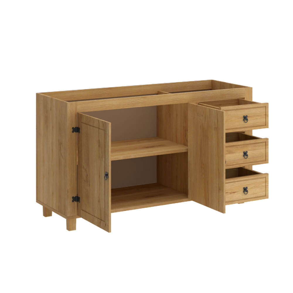 Bajo mesada 2 Puertas, 3 cajones - Linea Mexicana - Natural