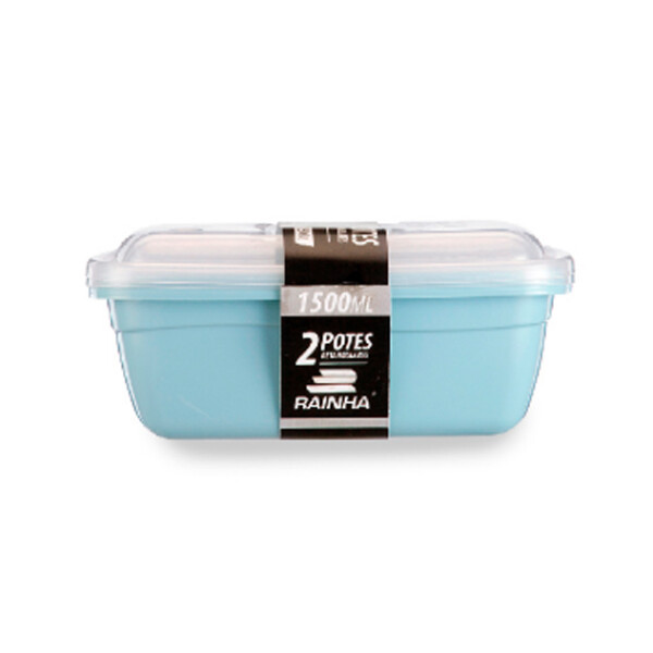 Set x 2 Potes Rectangulares plastico - 1,5 LTS - con Tapa Transparente - RA8980 Set x 2 Potes Rectangulares plastico - 1,5 LTS - con Tapa Transparente - RA8980