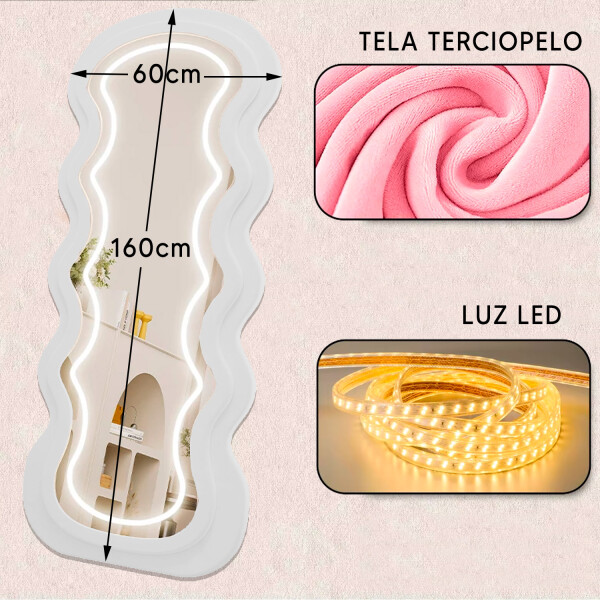 Espejo Ondulado Con Luz Led Led-m-01 BLANCO