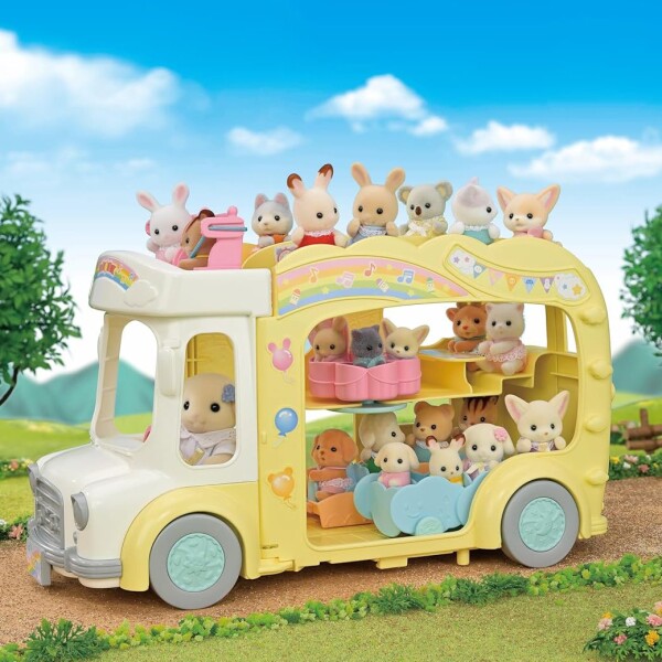 Sylvanian Families Autobus Arcoiris Bebes Parque Diversiones Variante Modelo Autobus