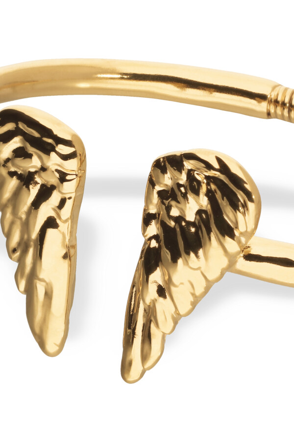 PULSERA RÍGIDA ALEACIÓN DE METALES BAÑADO EN ORO 18K CON DETALLE DE ALAS EN LOS EXTREMOS Pulsera