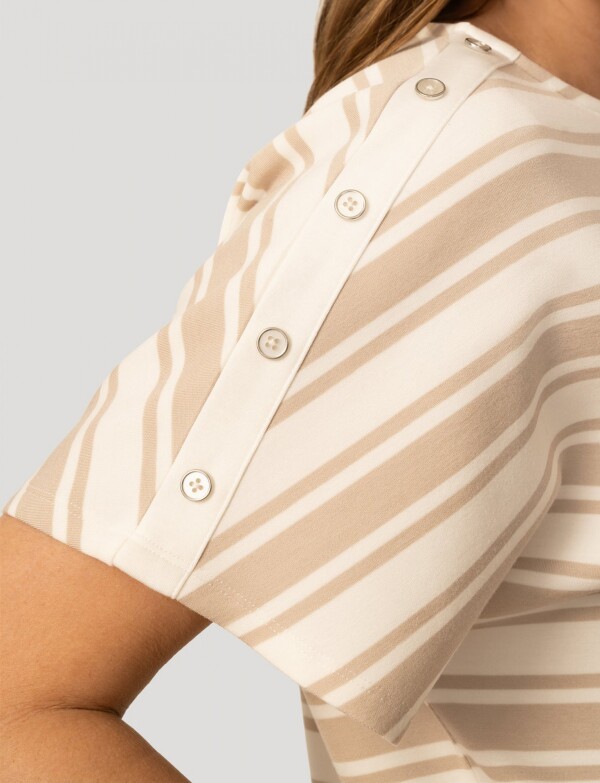 Remera Botones En Hombro MULTI/BEIGE