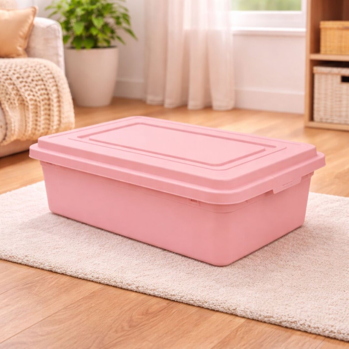 CAJA ORGANIZADORA APILABLE 36 LITROS ROSA 