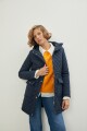 Campera capitoneada con capucha azul marino