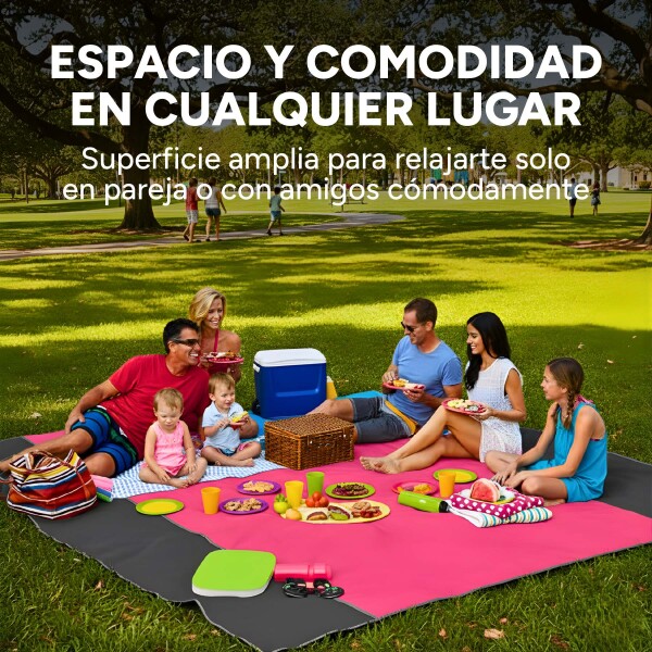 Manta Playa Picnic Camping Tela Oxford 210 X 200 Cm + Bolso Color Rosado