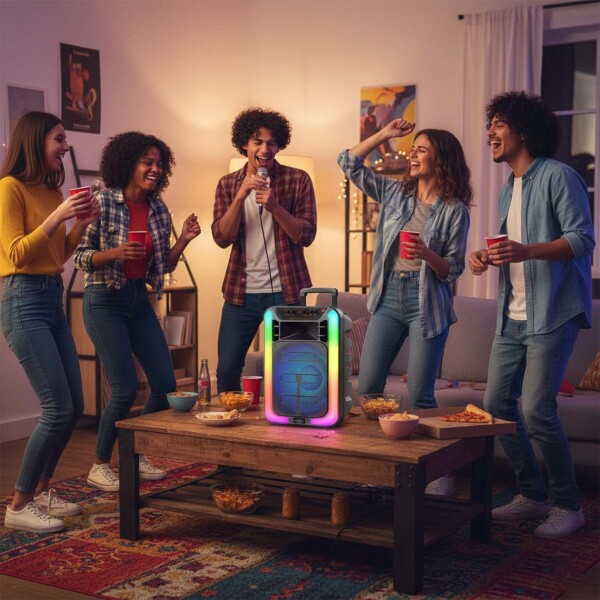 Parlante Portatil Bluetooth Karaoke C/ Microfono Recargable Color Negro