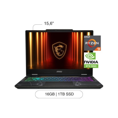 Notebook MSI Cyborg 15,6' FHD 1TB / 16GB RAM Ryzen 9 270 RTX5060 Notebook MSI Cyborg 15,6' FHD 1TB / 16GB RAM Ryzen 9 270 RTX5060