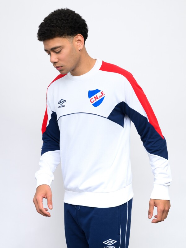 BUZO CREW Nacional Hombre Blanco, Azul Marino, Rojo