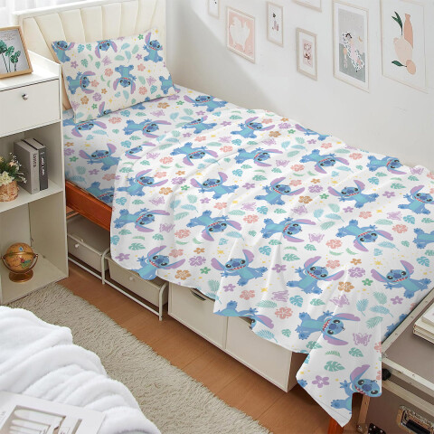 Juego de sábanas infantil 130 hilos 1 plaza 100% algodón Stitch