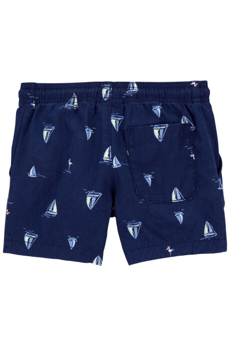 Short de lino, con cordón diseño veleros Sin color