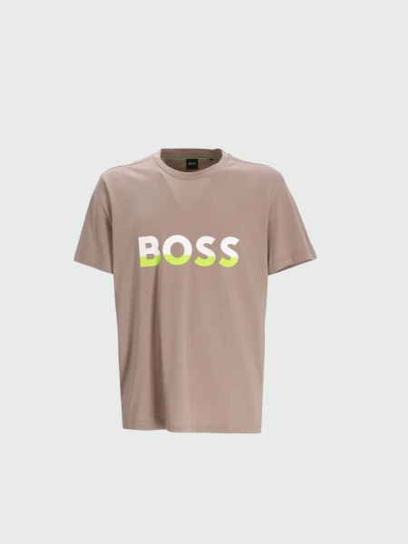 Hugo Boss -Remera de algodón con logo, regular fit, TEE 1 Beige