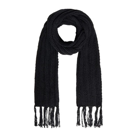 Bufanda Hilo Tejido Crochet Abrigo Suave Hombre Mujer Variante Color Negro