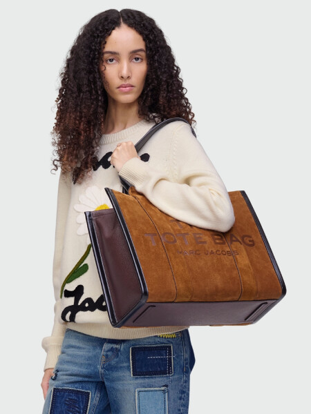 MARC JACOBS - The Suede Leather Blocked Large Tote Alta Automática