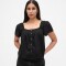 SS LACE INSERT BTN FRONT TOP TRUE BLACK