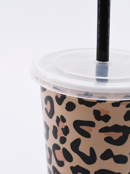 VASO CON SORBITO ANIMAL PRINT BEIGE