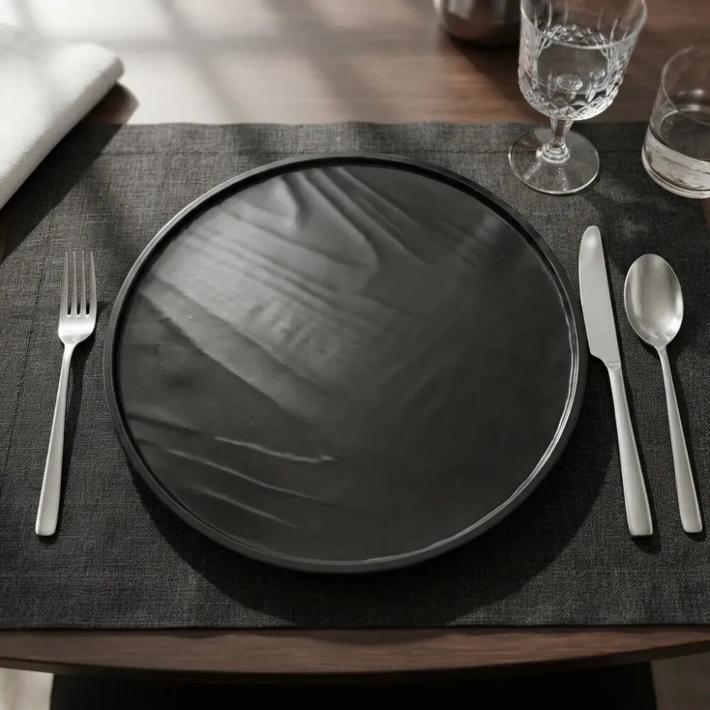 Plato de melamina negro 34 cm Plato de melamina negro 34 cm