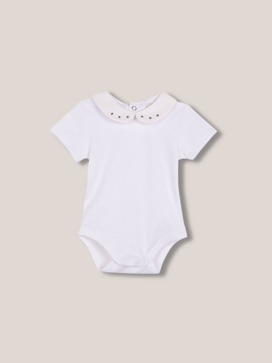 Body Manga Corta Cuello Peter Pan Blanco