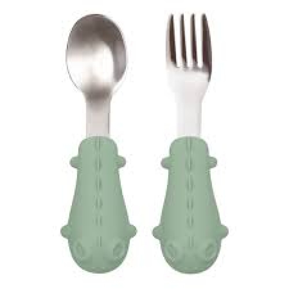 Set cubiertos metal silicona BUBA verde