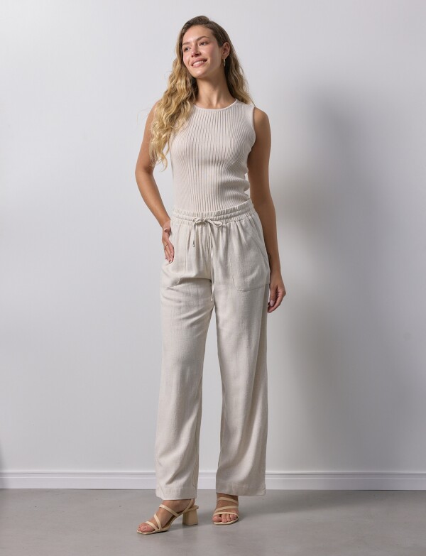 Pantalon Lino BEIGE