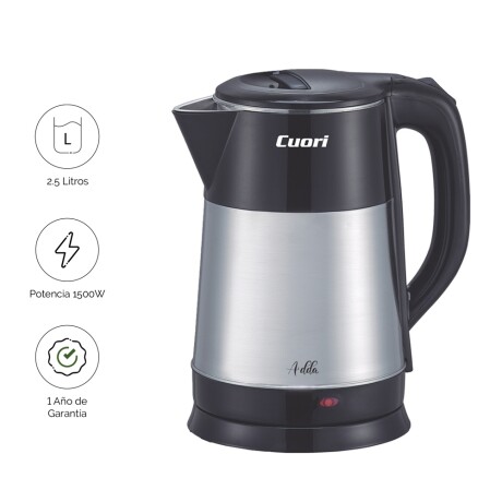 Jarra Eléctrica 2.5Lt 1500W Cuerpo Acero Inox Cuori Adda Negro/plateado