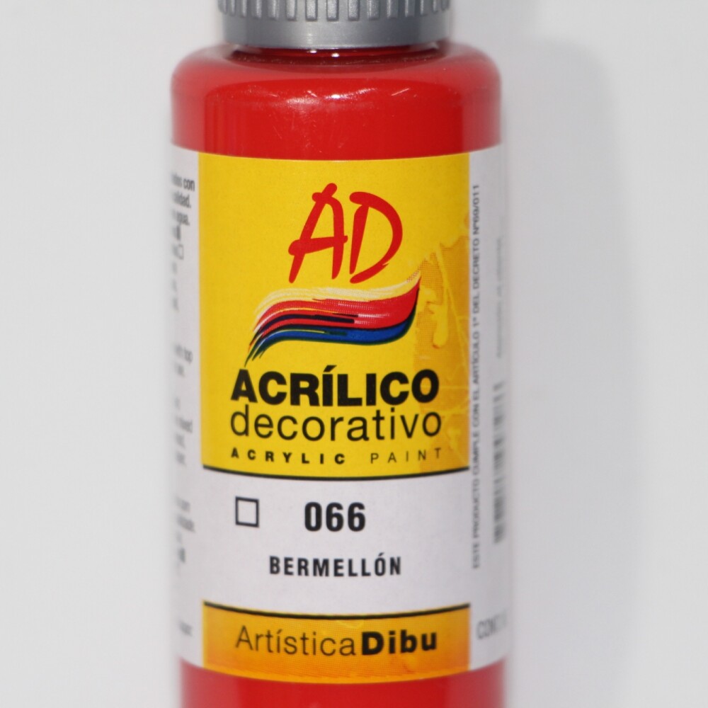 PINTURA ACRILICA ARTISTICA DIBU 60 ML. DIFERENTES COLORES COLOR BERMELLON 066