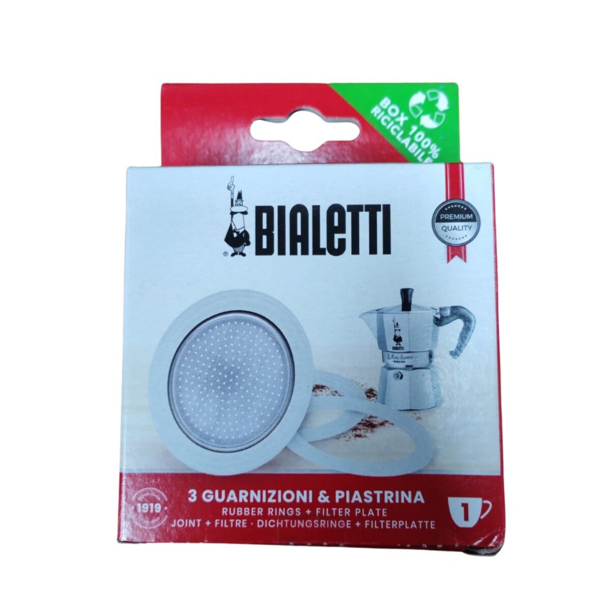 Set Filtro y 3 Juntas Cafetera Italiana Original Bialetti 1 Tazas 