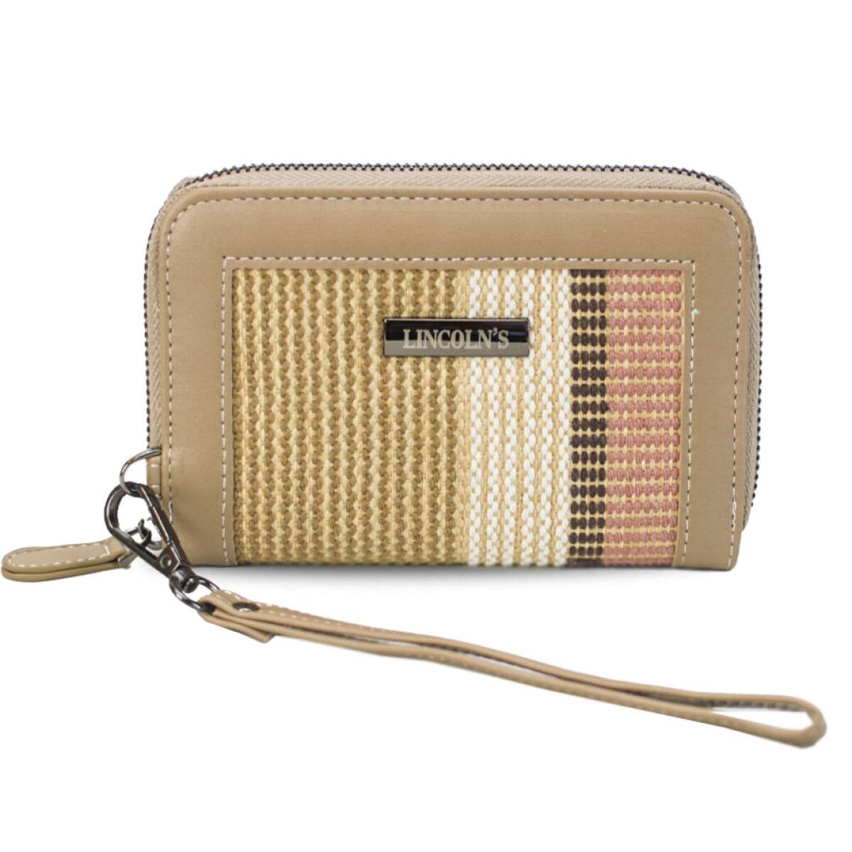 Billetera Lorenza - Telar Rayado Grueso Mauve Y Arena 