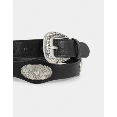 Cinturón Hebilla Grabada Negro Negro
