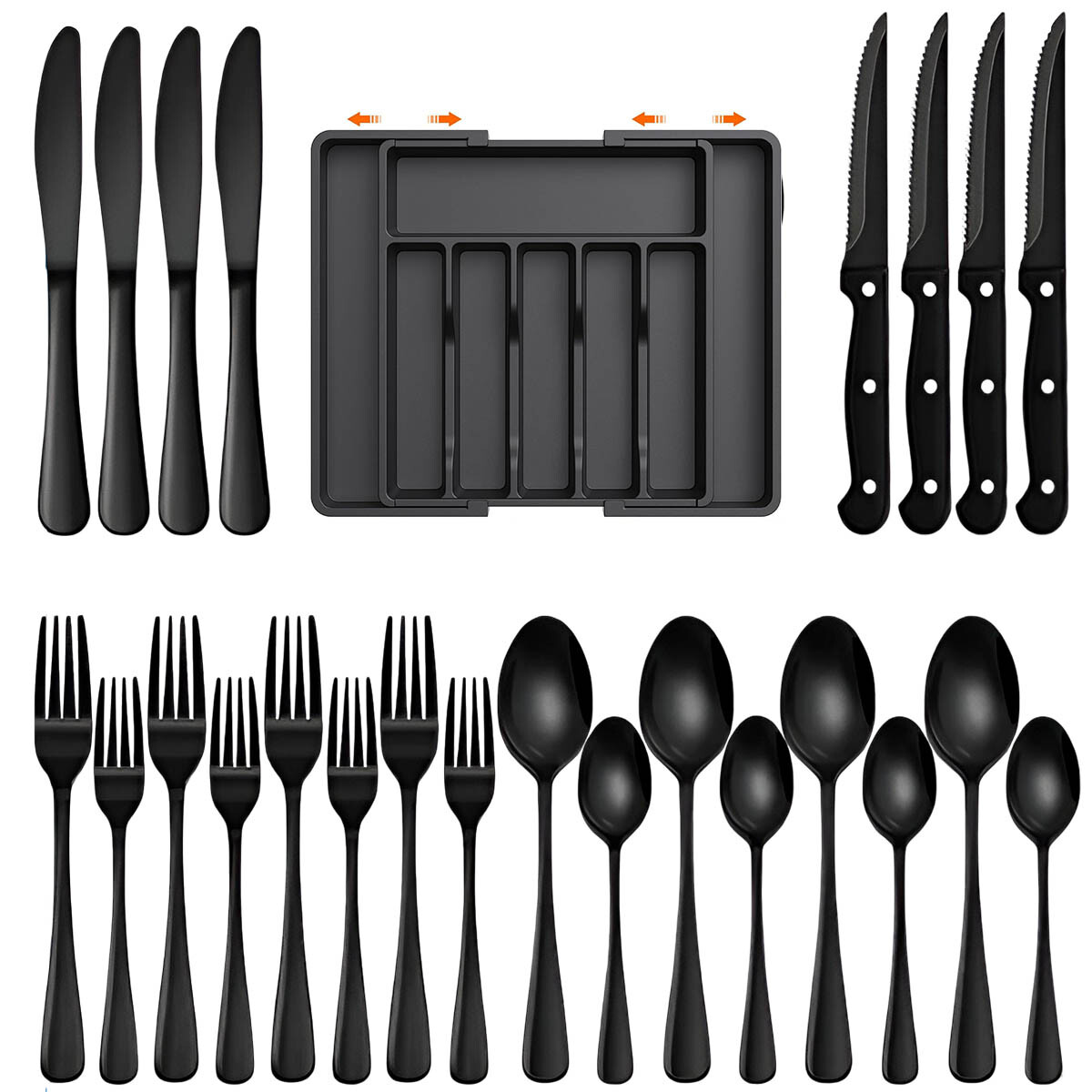 Set Cubiertos Completo El Chingón Ac Inox Negro 25pcs 