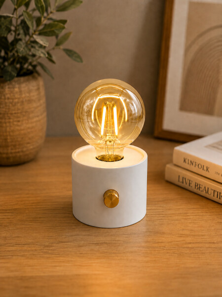 LAMPARA VINTAGE CON BASE BLANCO