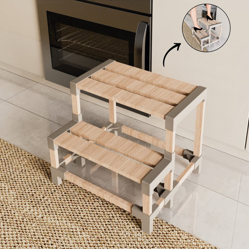 Escalera 2 niveles 38 x 39 x 48 cm madera MADERA