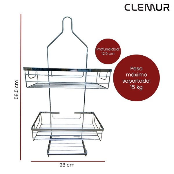 Organizador Ducha Colgante 3 Niveles Jabonera Baño Repisas Plateado Organizador Ducha Colgante 3 Niveles Jabonera Baño Repisas Plateado