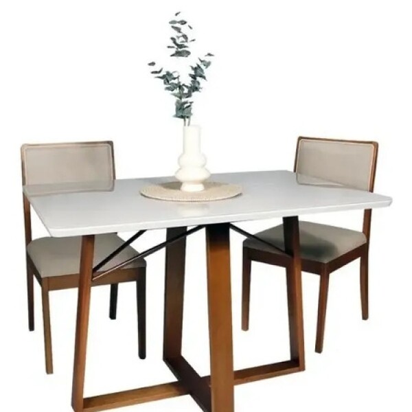 Mesa Comedor ComboHome Elma 120x80Cm Reforzada Madera Vidrio Blanco 1