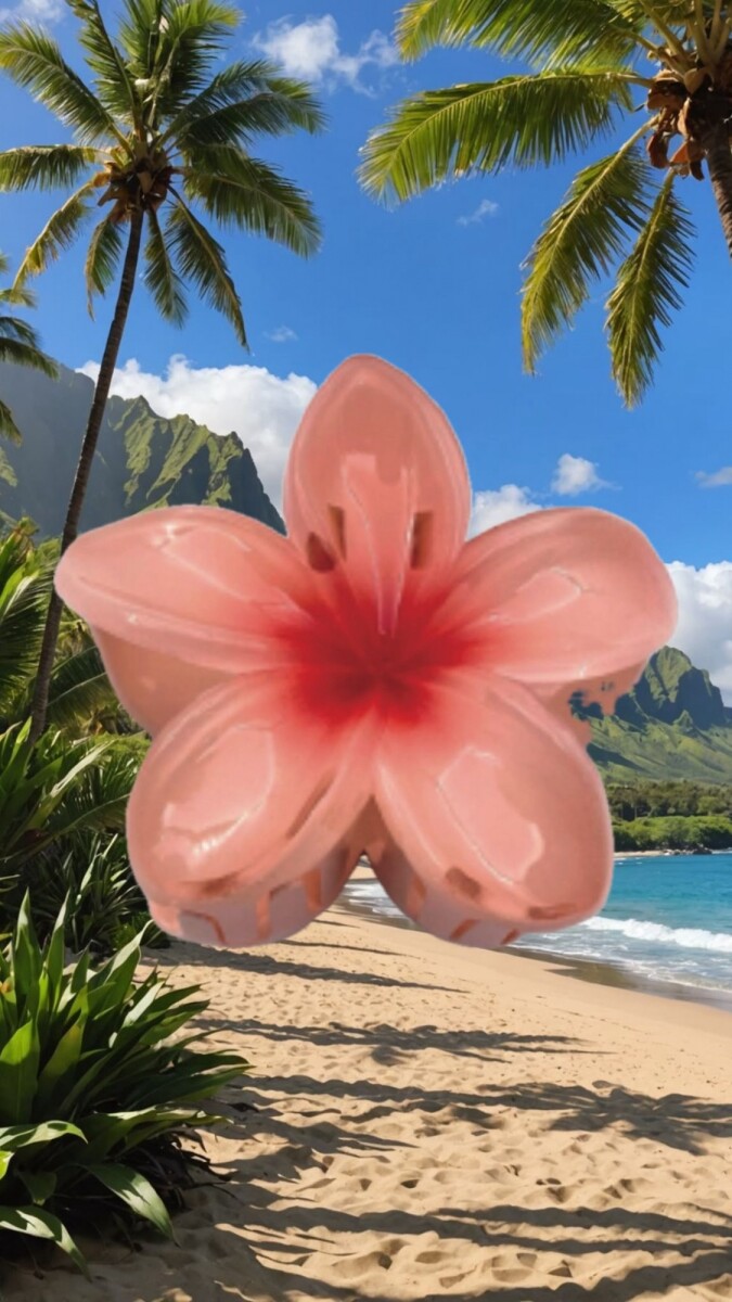 Broche de Pelo Hibisco / Salmón 