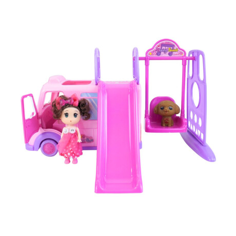 Muñeca con mascota y combi con luz y sonido Muñeca con mascota y combi con luz y sonido
