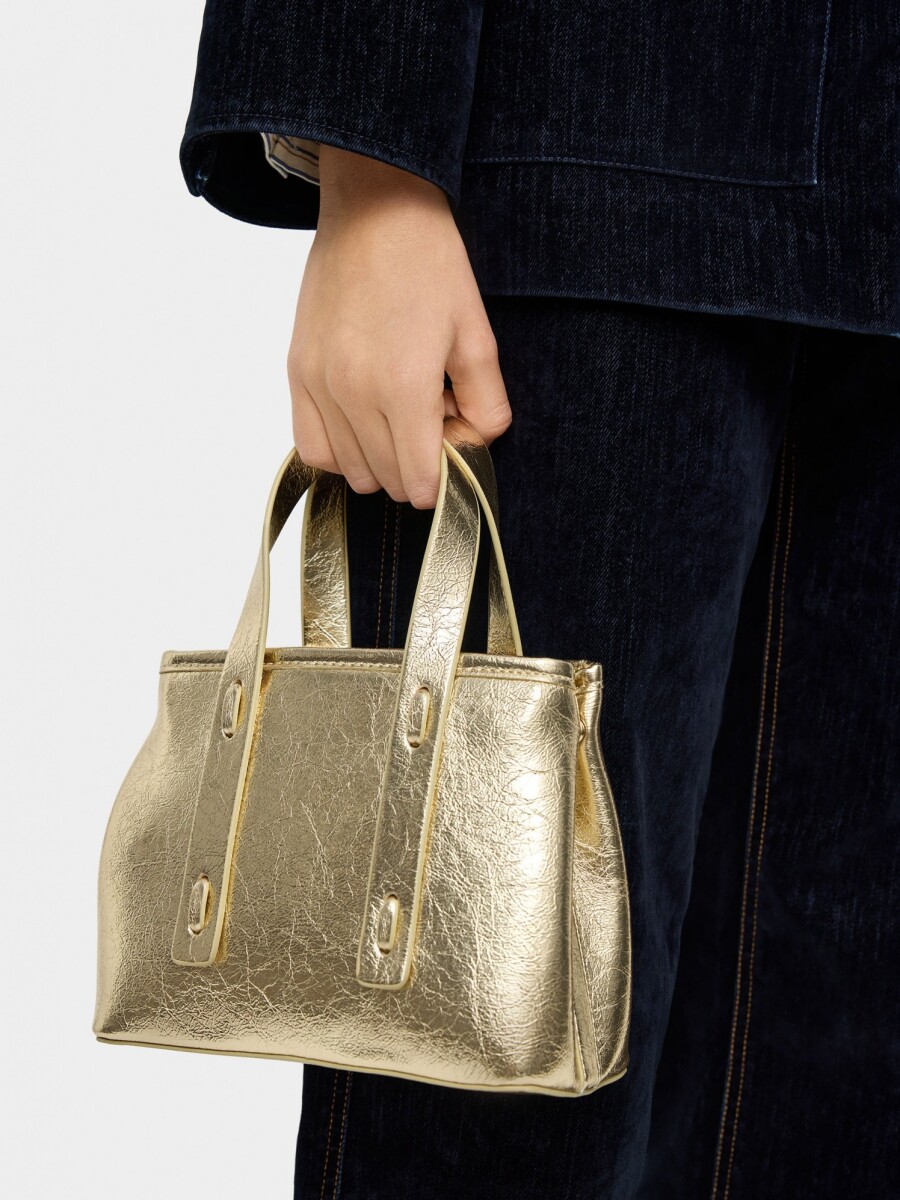 Bolso Tote Efecto Craquelado dorado