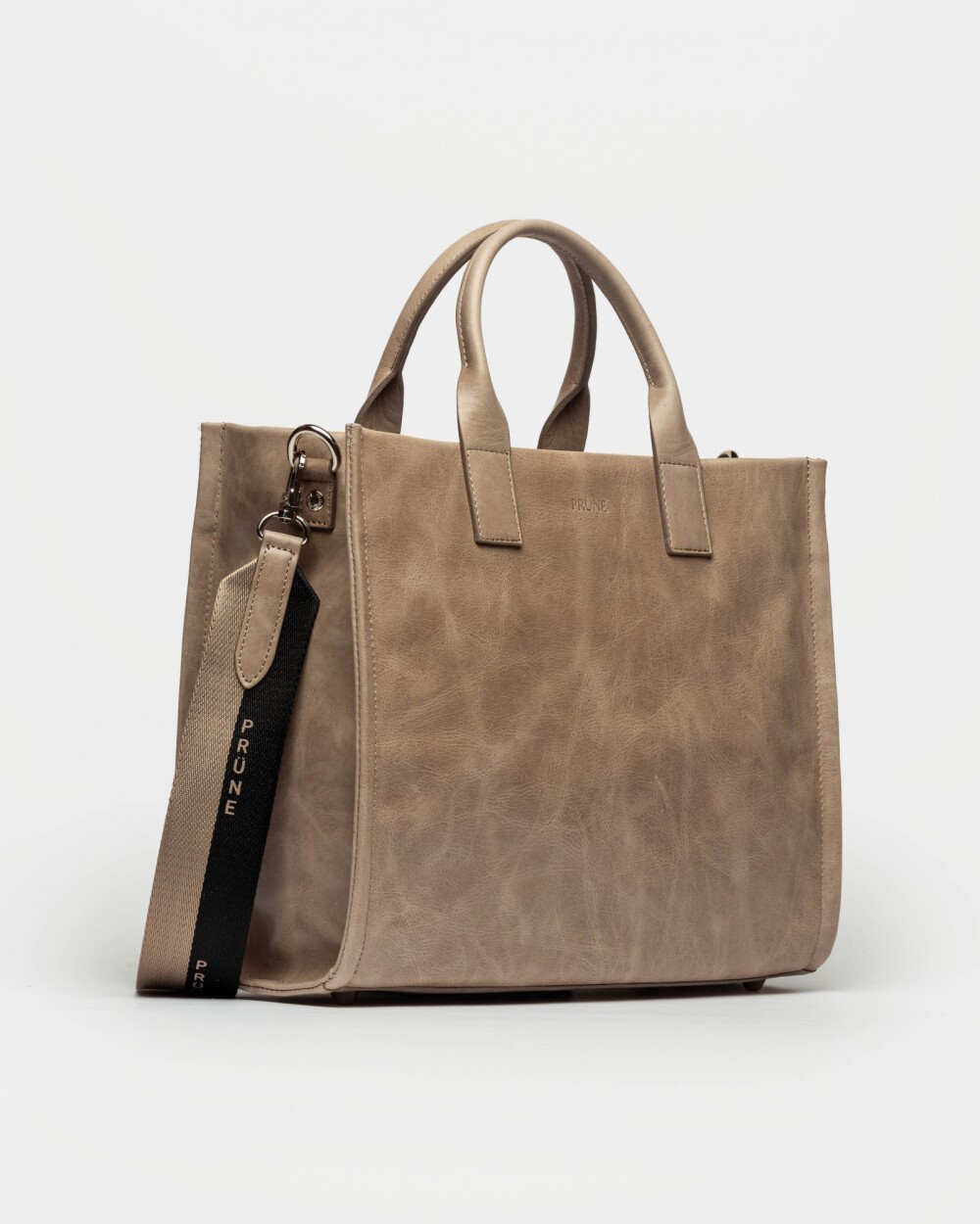 Cartera de Mano Capri En Cuero Liso Taupe