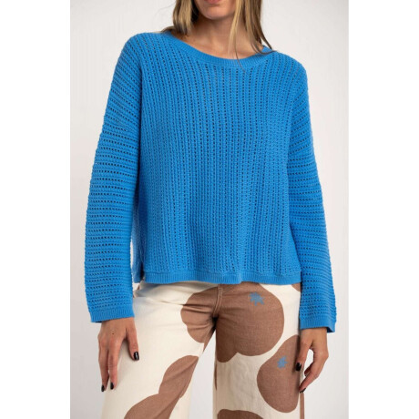 Sweater Texturado Lurex Azul